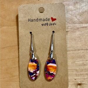 Gorgeous Spiny Oyster Silver Plated Drop Earrings